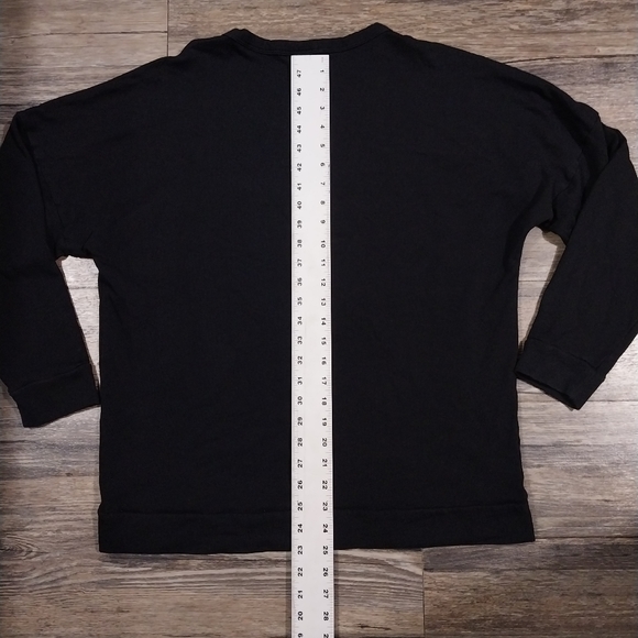 Pink Victoria's Secret Campus Crew Mesh Logo Sweatshirt Size L Womens Black Top - Picture 7 of 9